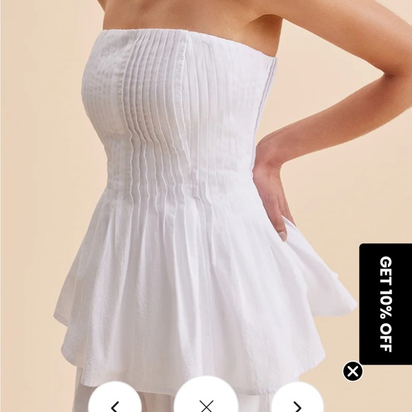 NWT Commense White Strapless Pleated Top - Picture 4 of 11